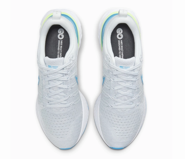running in a racecourse Men's Nike React Infinity Run FK 2 (Platinum/Laser Blue)