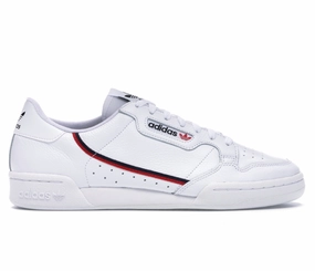 Unisex Adidas Continental 80 (White/Scarlet) running with a bandana