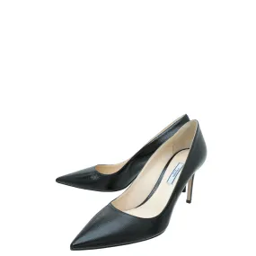 Prada Black Vernis Pointed Toe Pumps 40 Anti Bacterial