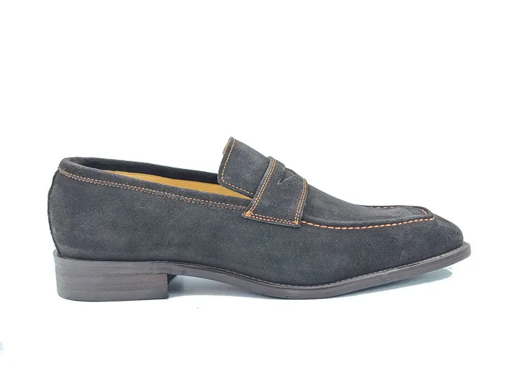 Closed   Toe Penny Loafer en daim avec coutures de couleur contrast??e
