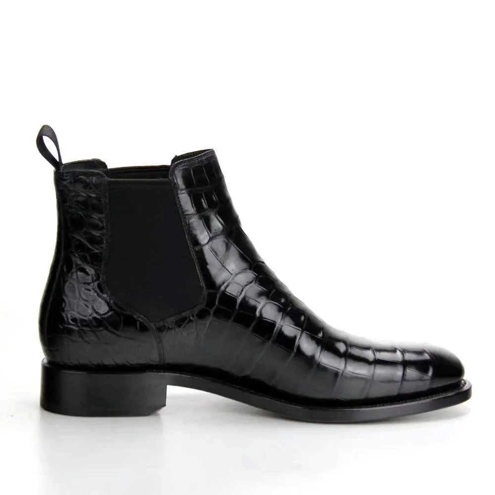 Crocodile Shoes Handmade Crocodile Skin Leather Chelsea Boots Flexible Flats