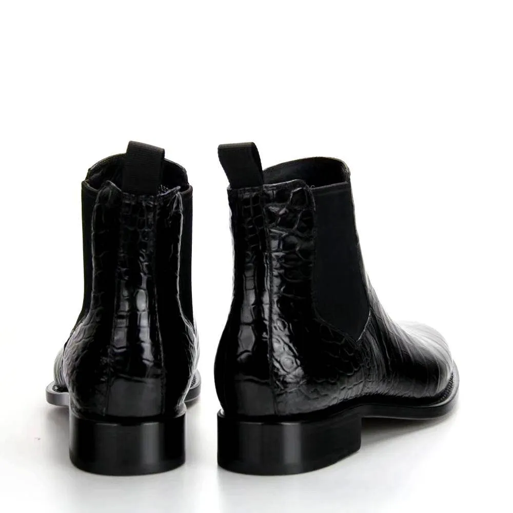 Club Night Sleek Look Crocodile Shoes Handmade Crocodile Skin Leather Chelsea Boots