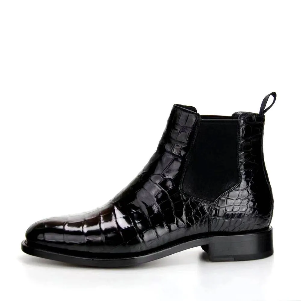 Crocodile Shoes Handmade Crocodile Skin Leather Chelsea Boots synthetic material