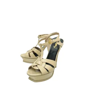 YSL Beige Tribute Sandal 40 Padded collar