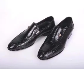 Slip-Free Shoes Sun Glow Crocodile Shoes Crocodile Belly Leather Man Handmade Mens Loafers Casual Loafers Shoes