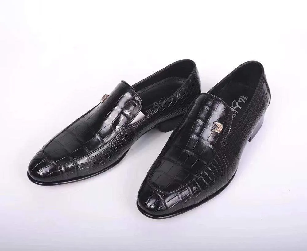 Slip-Free Shoes Sun Glow Crocodile Shoes Crocodile Belly Leather Man Handmade Mens Loafers Casual Loafers Shoes