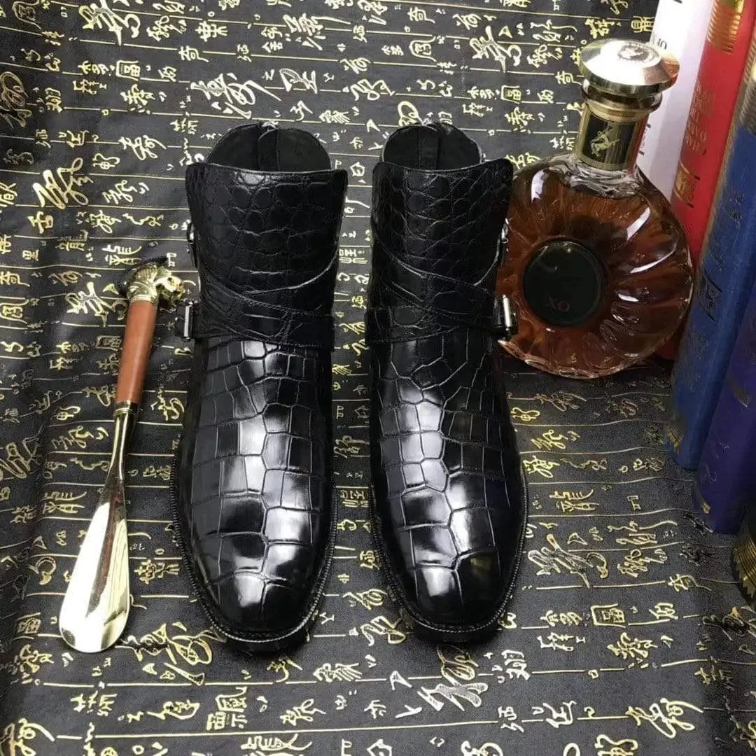 Forest Step Crocodile Shoes Mens Genuine Crocodile Leather Troy  Boot