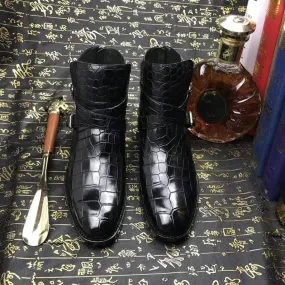 Forest Step Crocodile Shoes Mens Genuine Crocodile Leather Troy  Boot