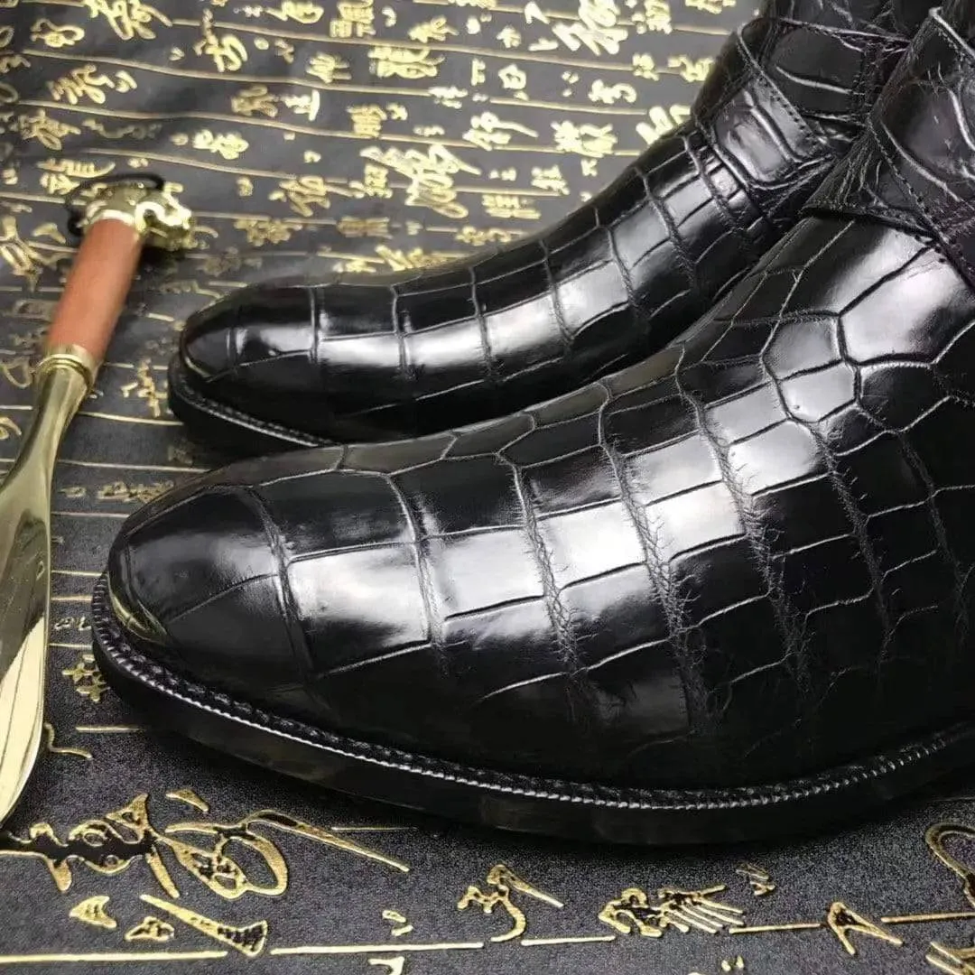 Sand Ready Ankle Support Crocodile Shoes Mens Genuine Crocodile Leather Troy  Boot