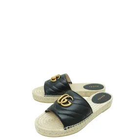 Gucci Black GG Marmont Espadrille Slide Sandals 35.5 Espadrille Style Comfortable Feeling