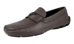 Casual Walk Classic Footwear Prada Men's Brown Saffiano Leather Driving Loafer Loafers 2DD131