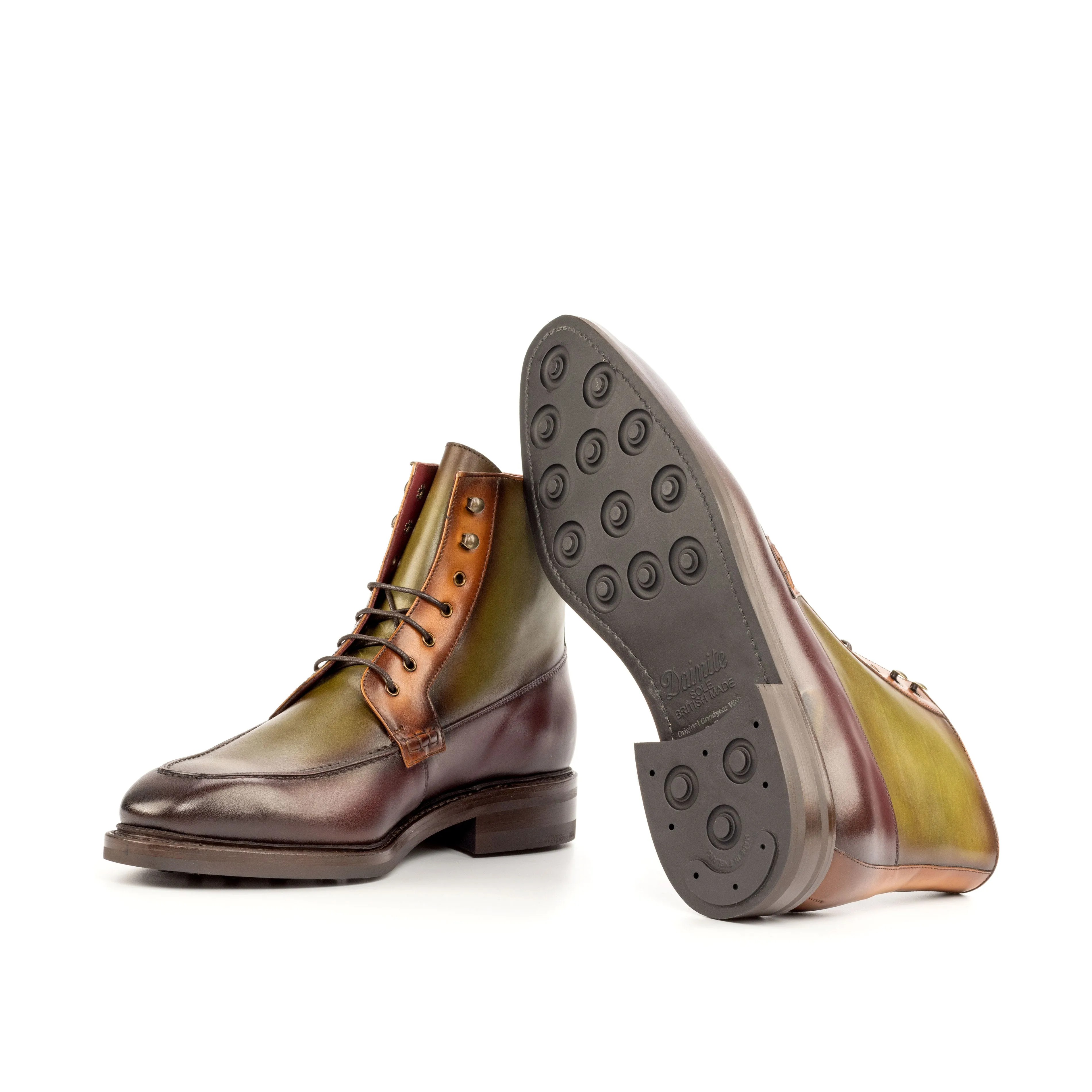 Italian Line Full Comfort Painted Calf Leather Moc-Toe Boots