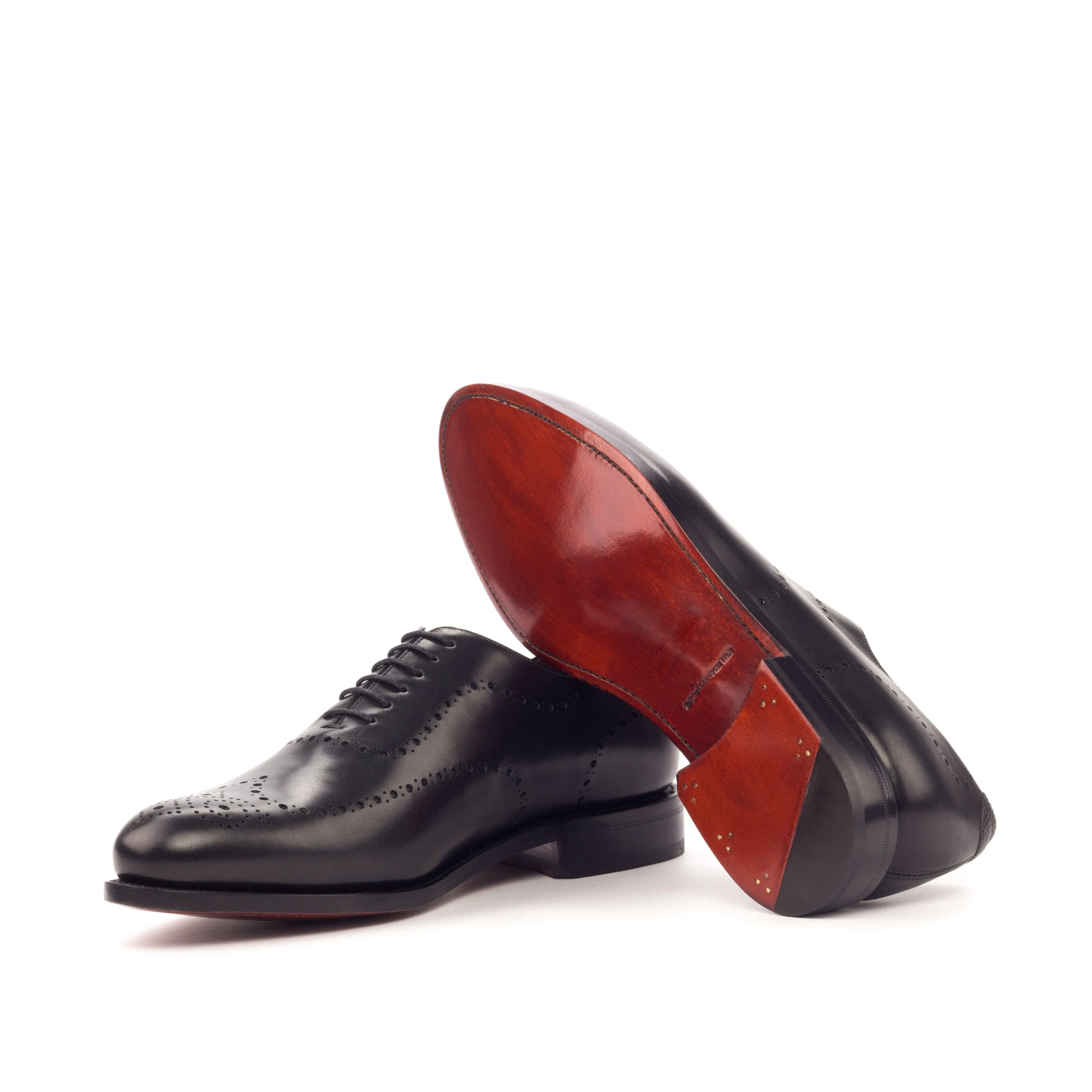 Black Leather Wholecut Shoes Elegant Appearance