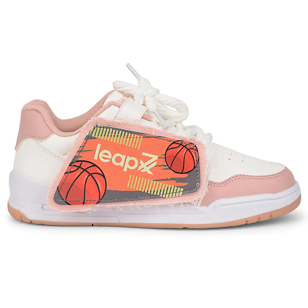 padded ankle shoes Leap7x Peach Casual Lacing Sneakers For Kids ENVY-2 By Liberty