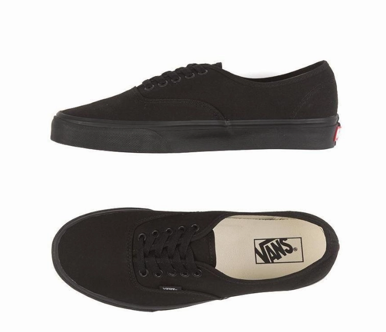 Vans Authentic (Black/Black) industry - standard running in a floodplain area shoes