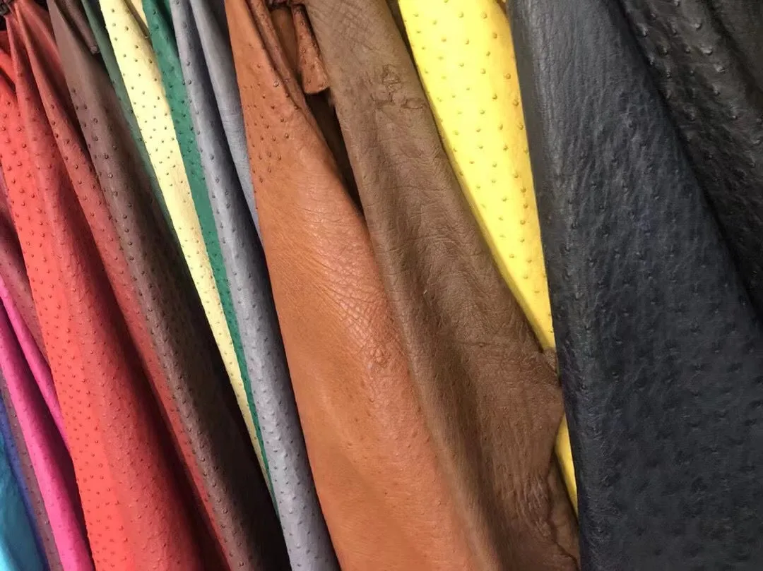 Coral Glow Ostrich Skin Leather Slippers Men's Ostrich Skin Leather Slippers