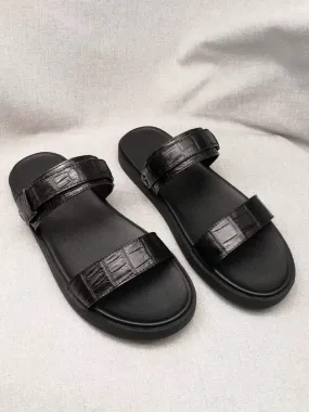 Padded Tongue Stream Path Crocodile Shoes Crocodile Belly Leather Sandals