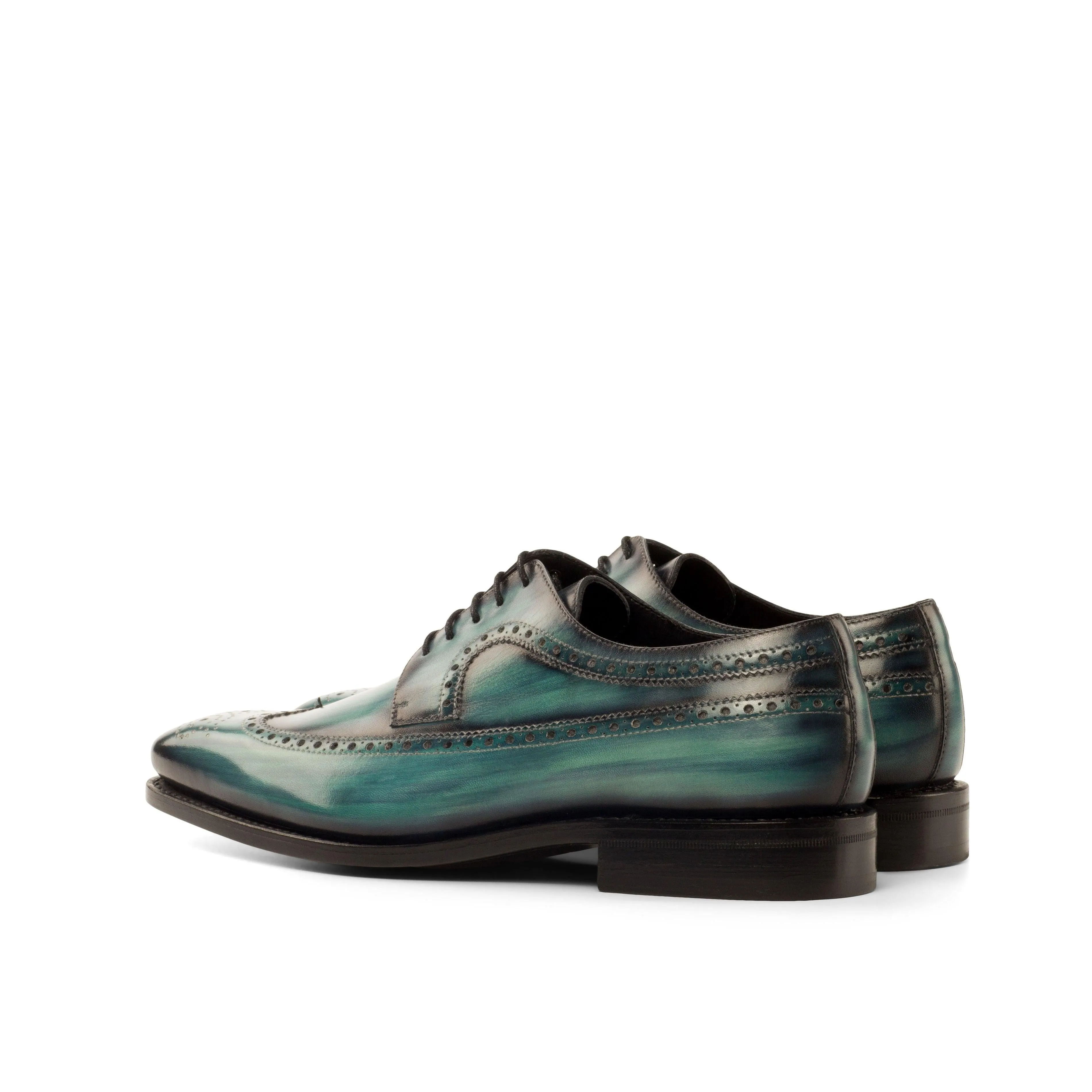 Comfortable Walking Turquoise Patina Longwing Blucher Shoes