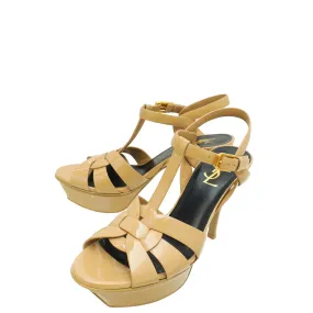 casual daily wear Leather Upper YSL Nude Tribute Sandal 35