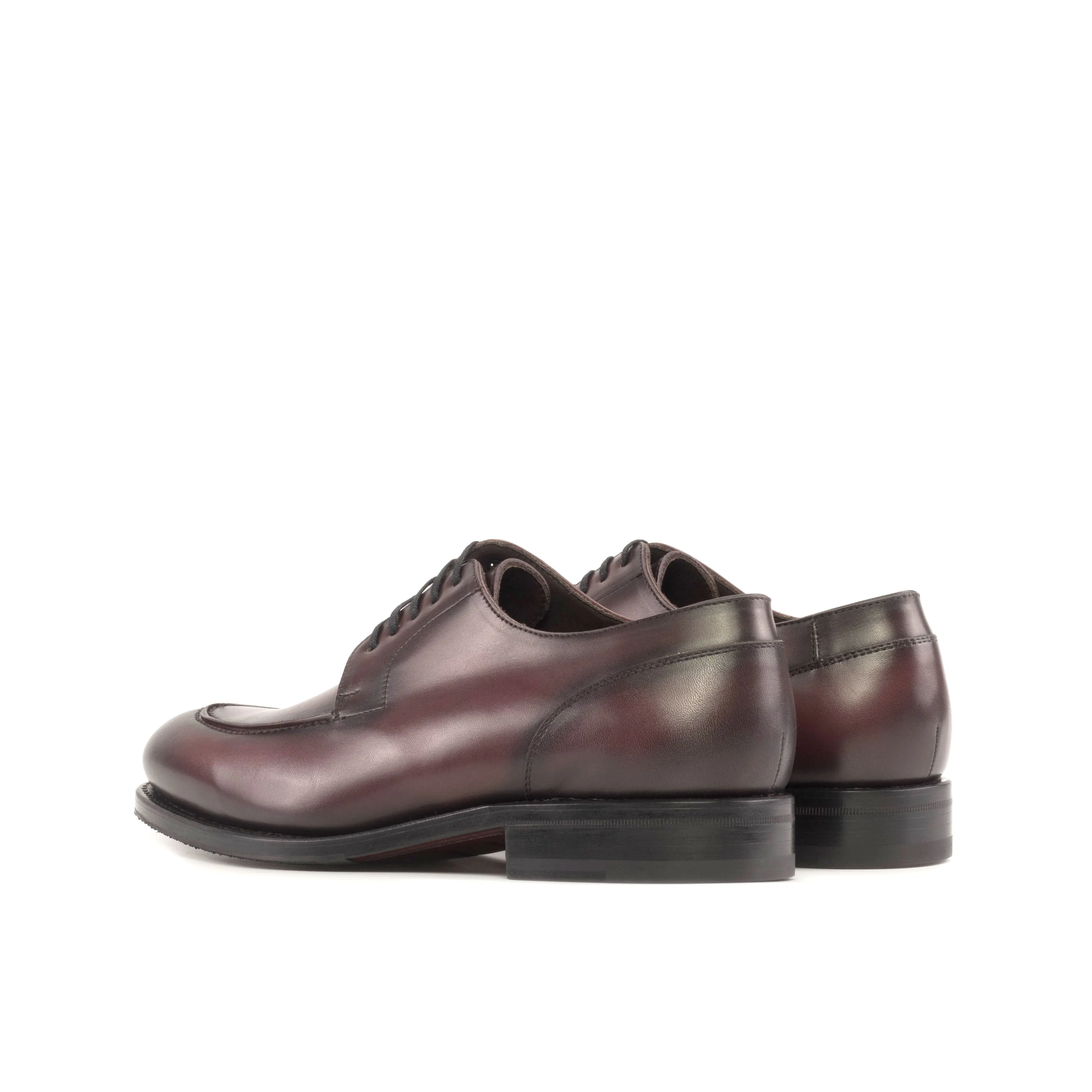 Reinforced toe Burgundy Painted Calf Leather Split Toe Derby