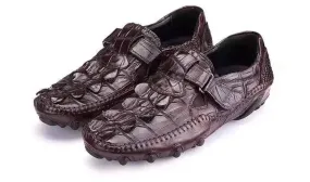 Harbor Pier River Path Crocodile Shoes Crocodile Leather Loafers Casual Driving Shoes Brown