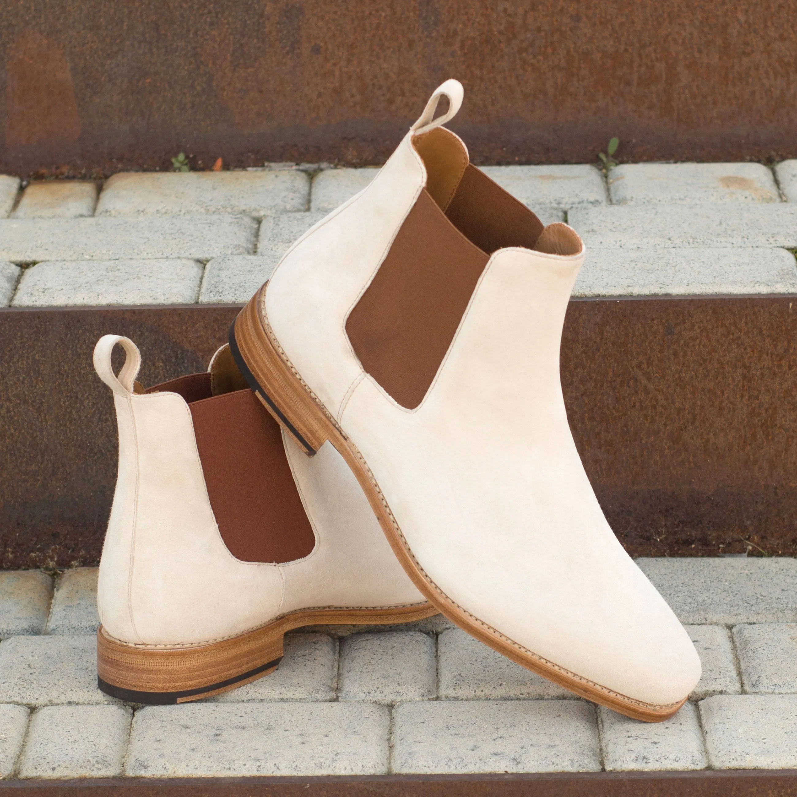 Office Meeting Embassy Event Ivory Cream Suede Chelsea Boots