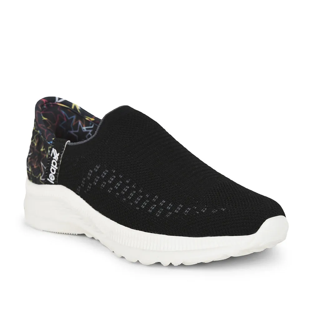 Leap7x Non Lacing Black Casual Slip on Shoes For Women EAZY By Liberty Non Slip Lacing System Ankle Collar Padding