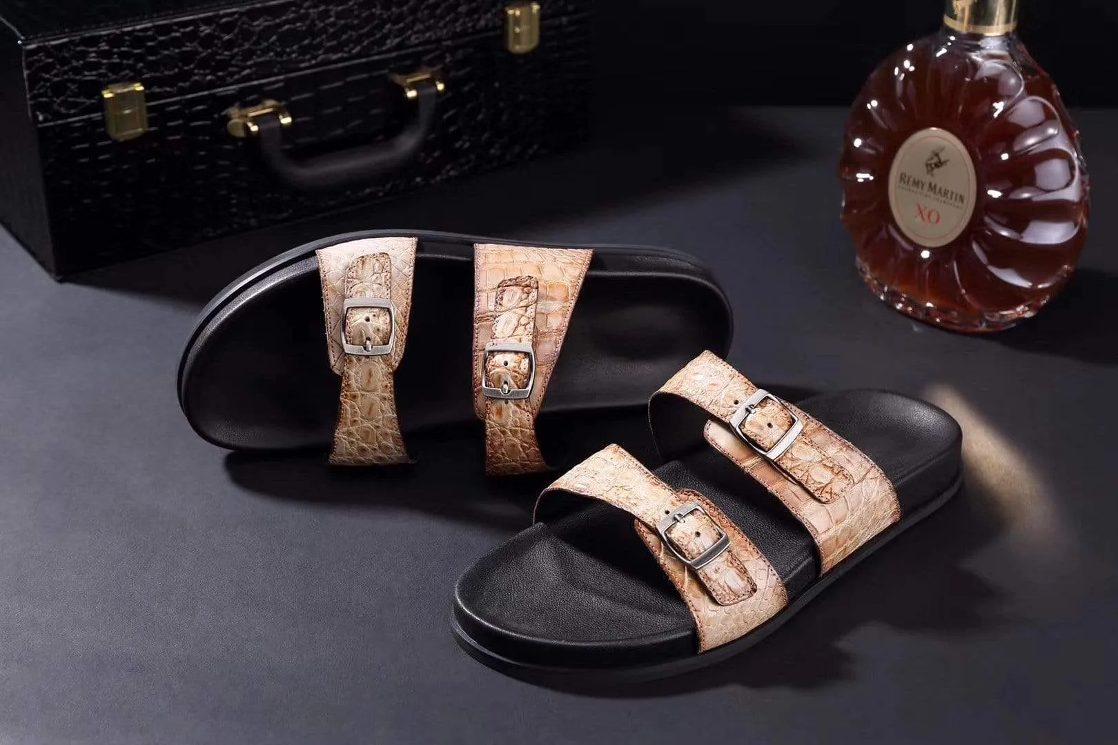 Crocodile Shoes Crocodile Leather Sandals Vintage Cream Gym Walk molded