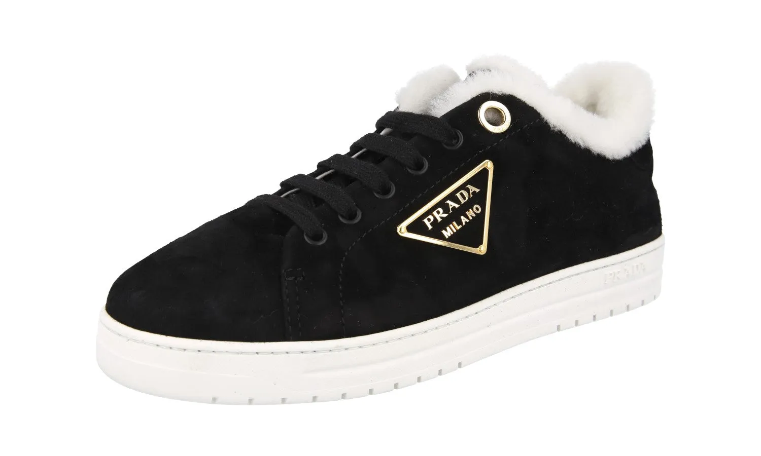 Zero drop Shock   Dispersion Prada Women's Black Leather Sneaker 1E935M
