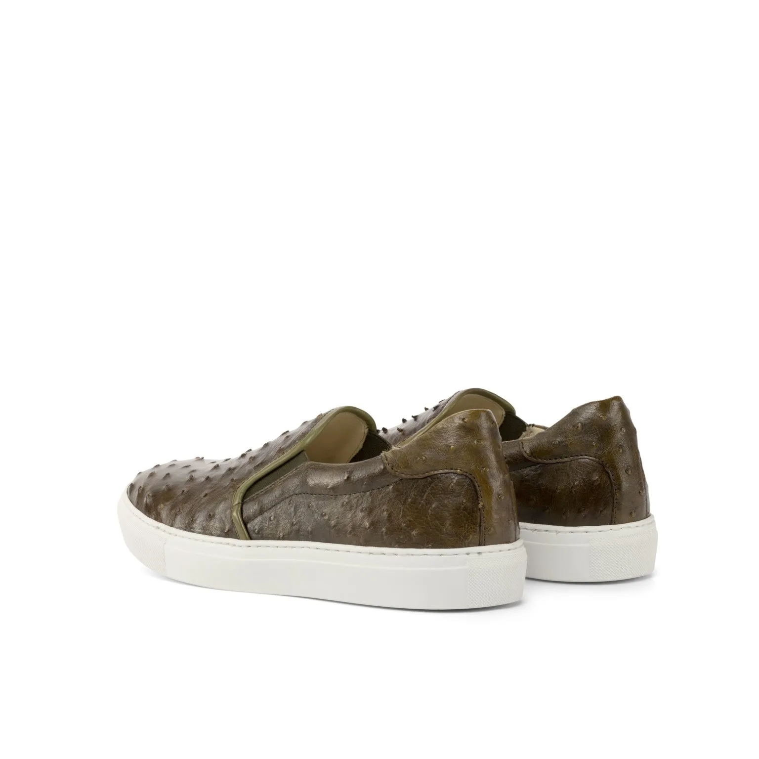 Olive Ostrich Slip-On Sneakers Smart Features
