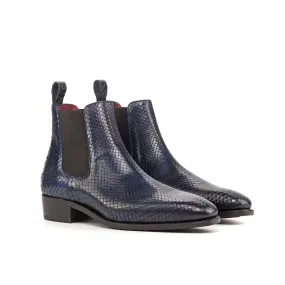 Fine Dining Navy Python Chelsea Boots