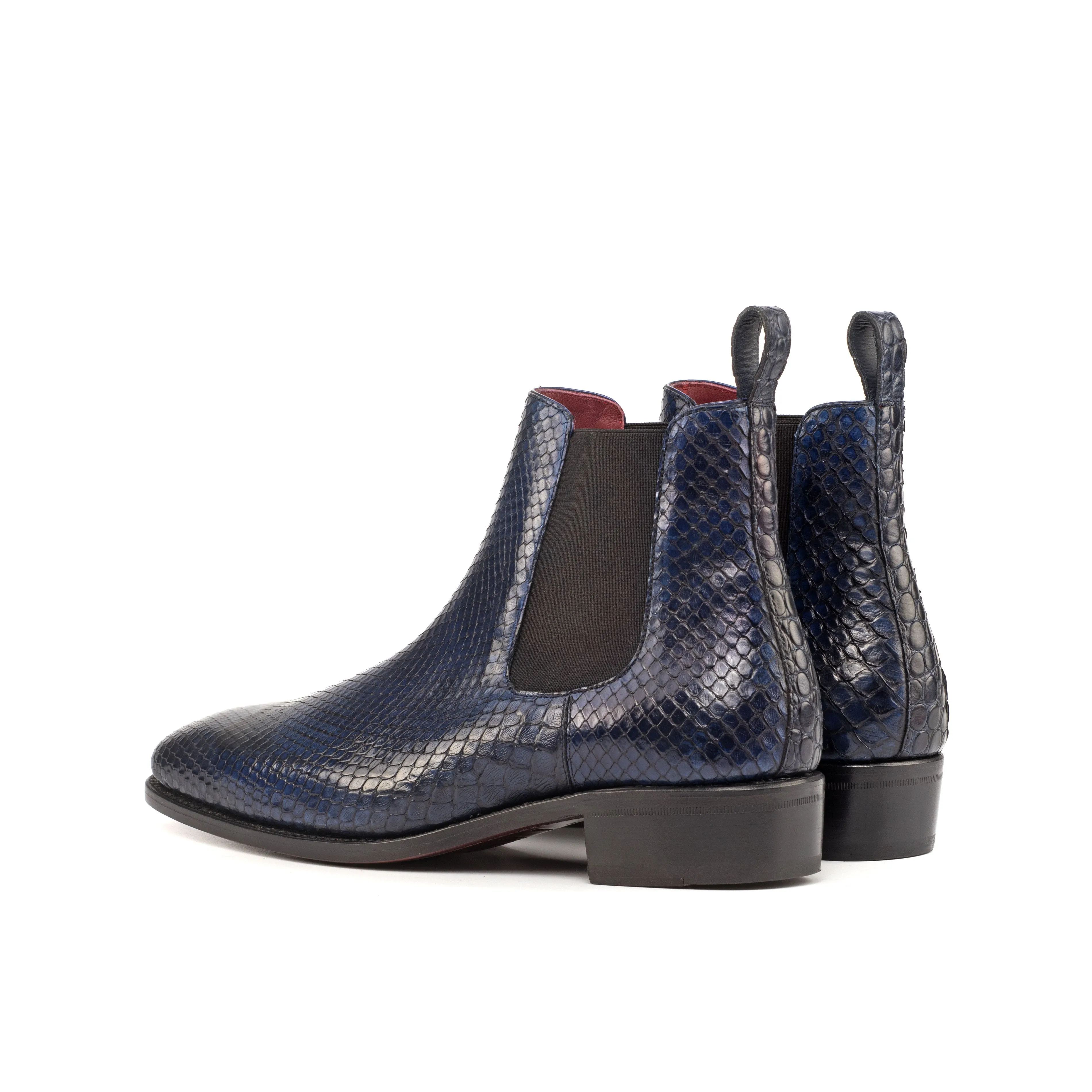 Navy Python Chelsea Boots Rich Tone