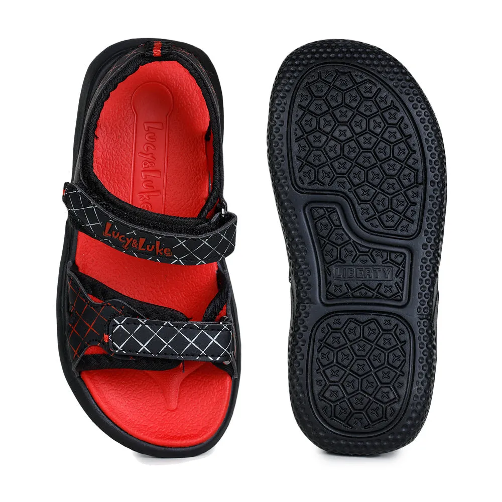 Lucy & Luke (Black) Casual Sandal For Kids HIPPO-4 By Liberty Minimal Feel