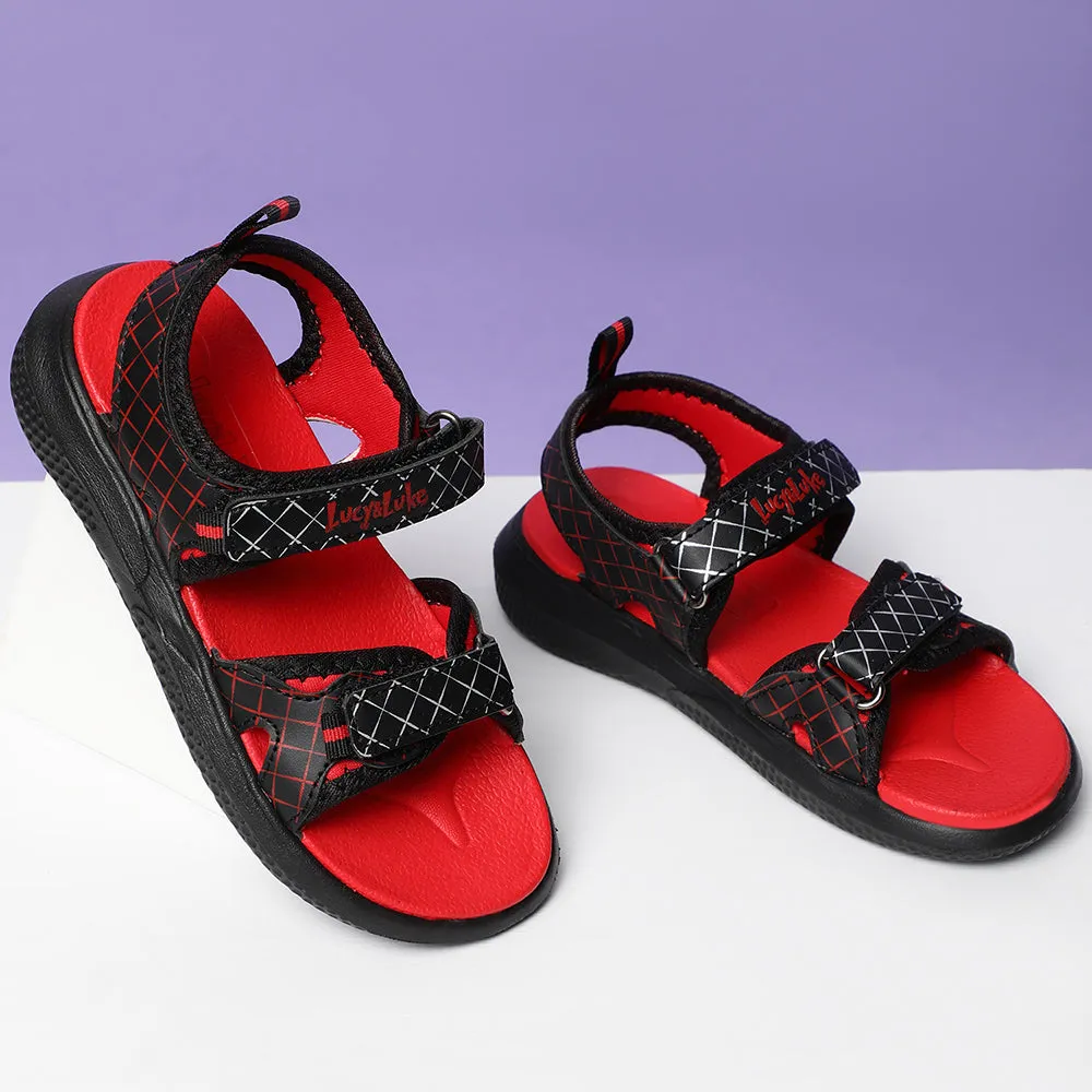 Lucy & Luke (Black) Casual Sandal For Kids HIPPO-4 By Liberty Casual Style Leopard Touch