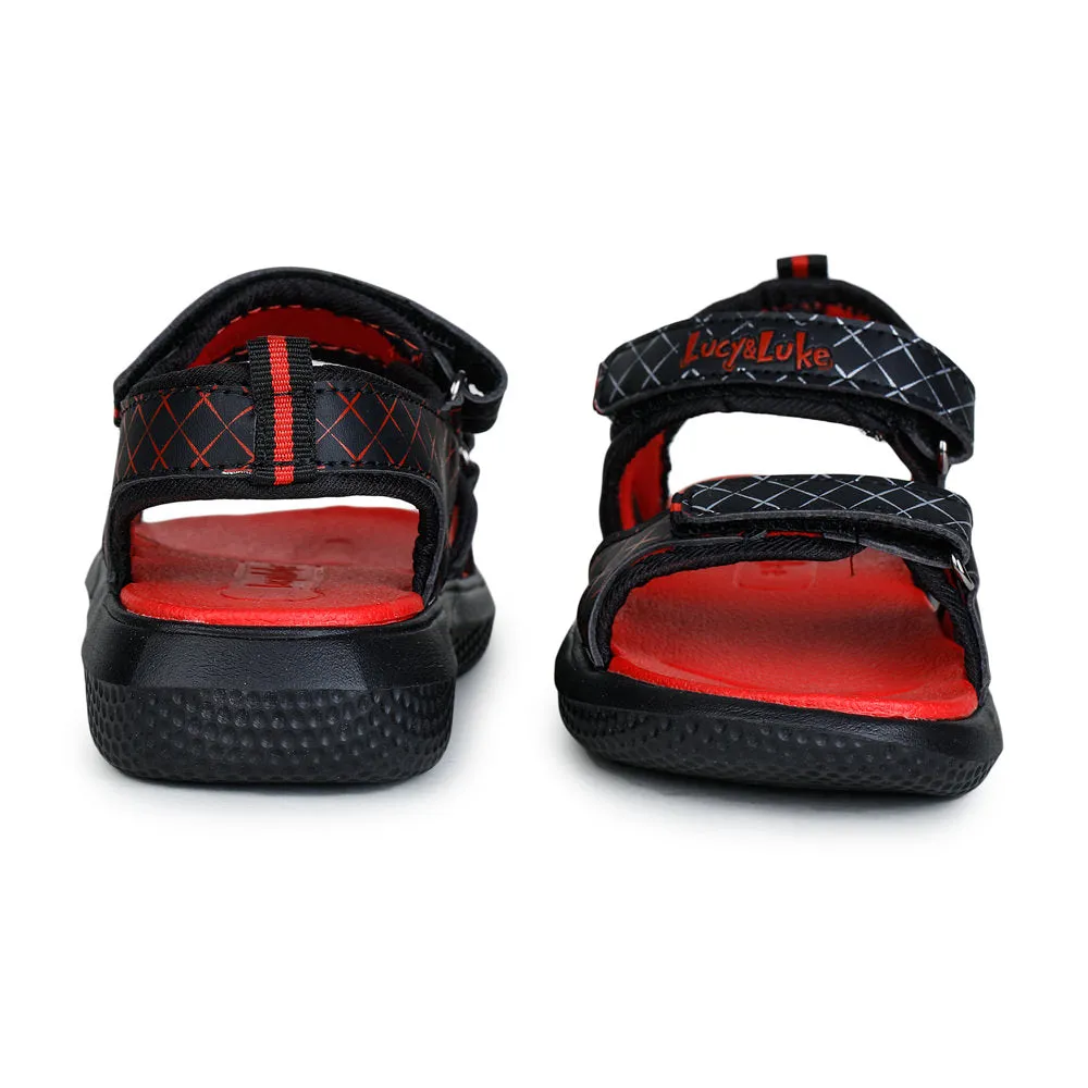 Lucy & Luke (Black) Casual Sandal For Kids HIPPO-4 By Liberty Elastic Strap Free Step