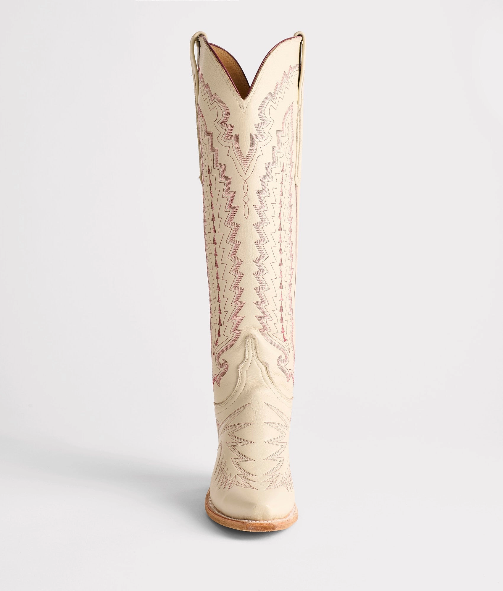 Priscilla :: Glitz Cream W/ Maroon Stitching Outdoor Style Polished Finish