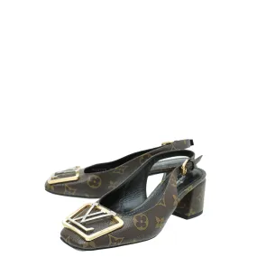 Louis Vuitton Brown Monogram Madeleine Slingback 35 Seamless Fit Work Commute