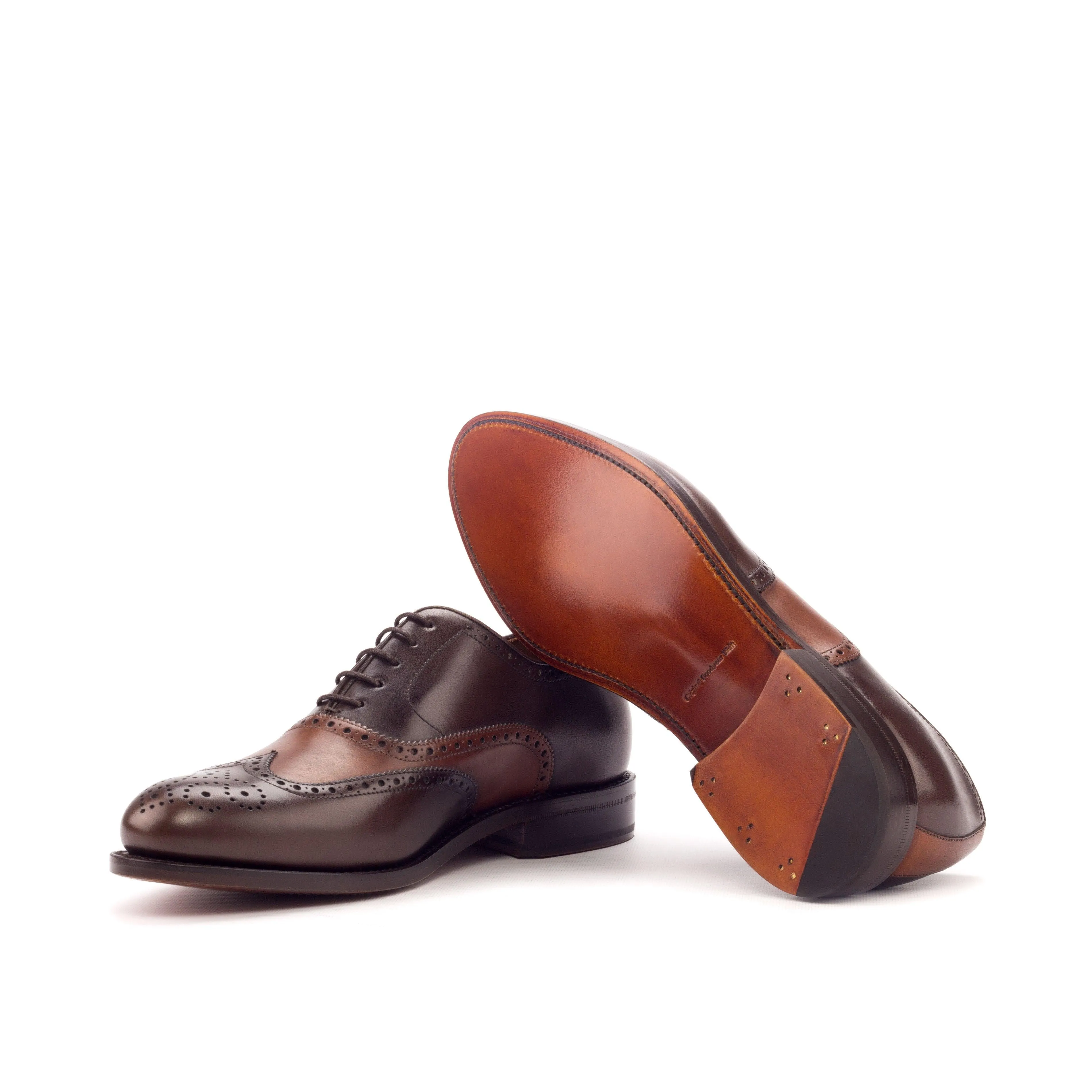 Dark Brown & Cognac Calf Leather Brogue Long Lasting Urban Footwear