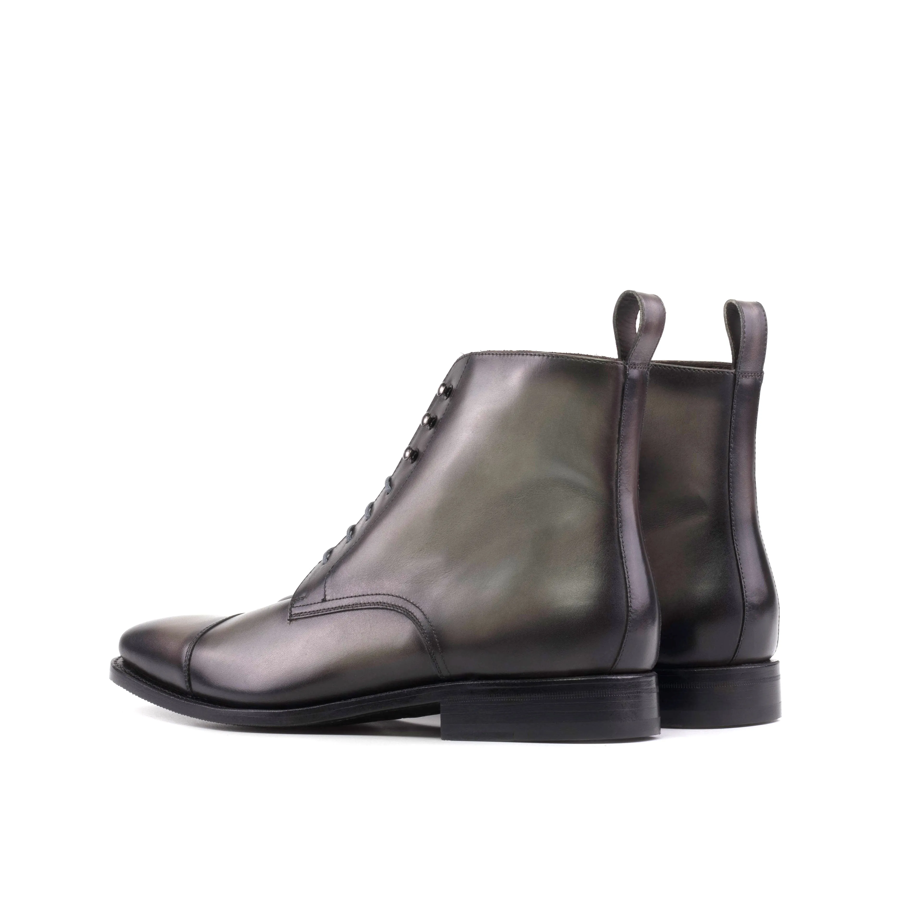 Grey Cap Toe Jumper Boots Soft Leather Everyday Office