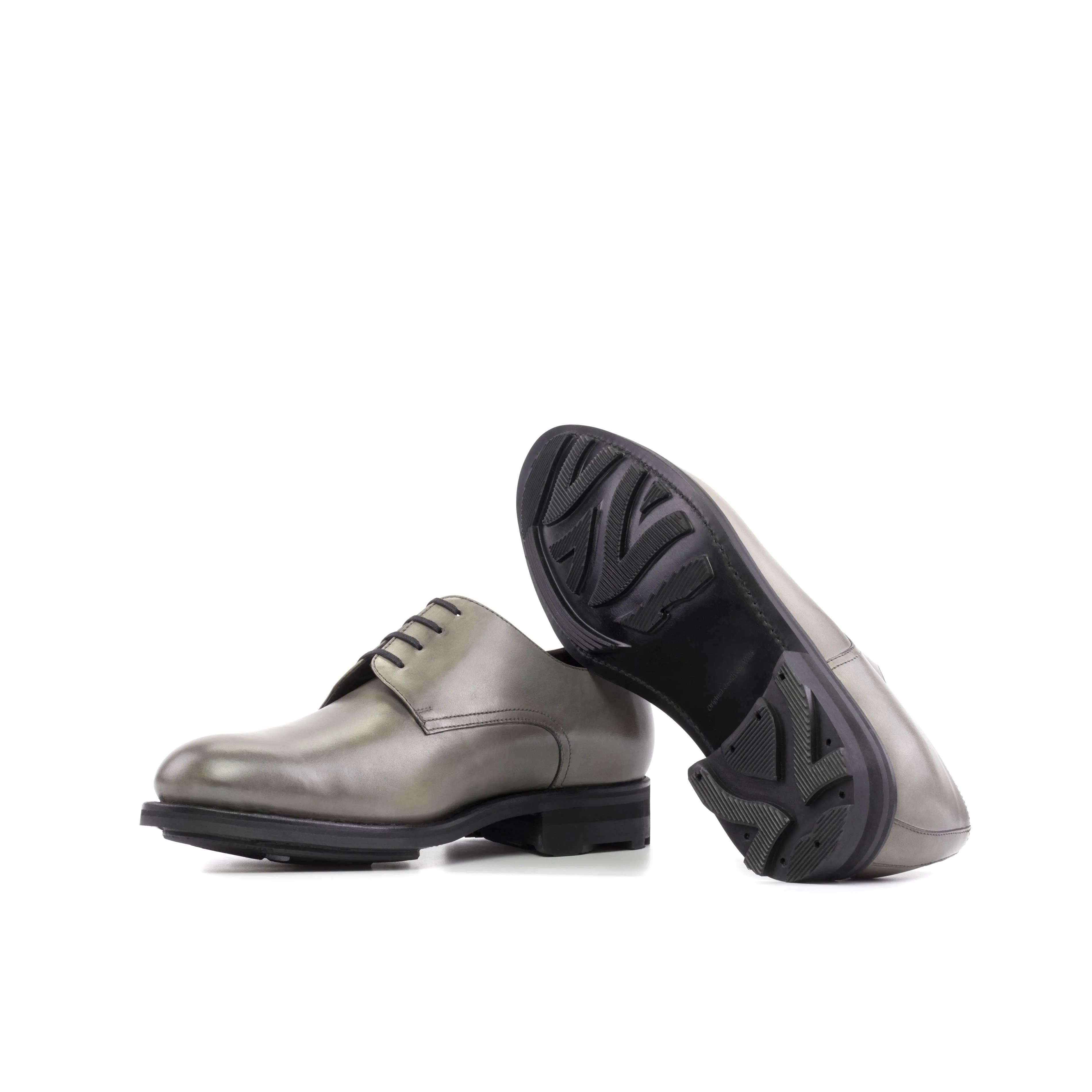 Grey Painted Calf Leather Derby Shoes Premium Urban Fit