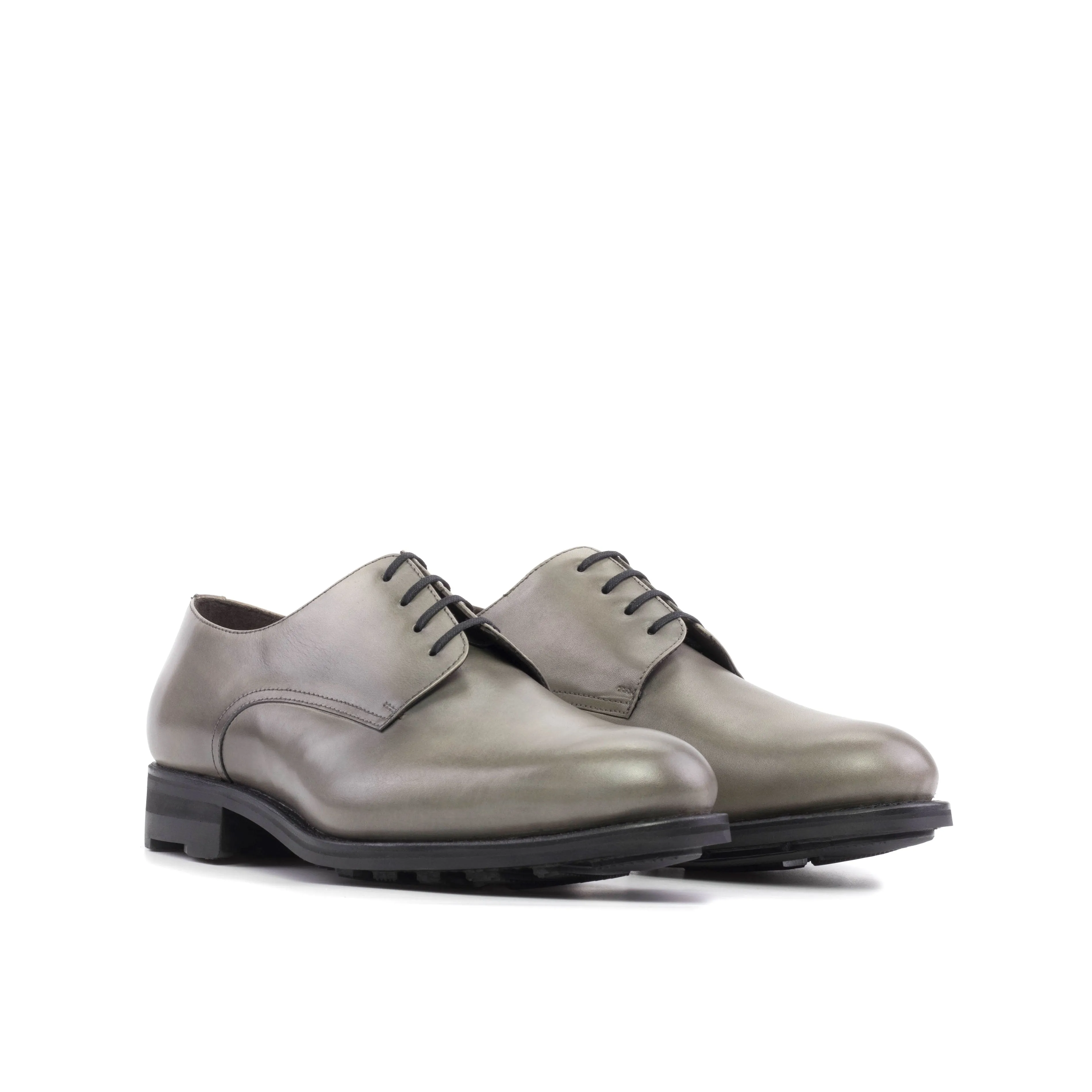 Fashion Update Sleek Design Grey Painted Calf Leather Derby Shoes