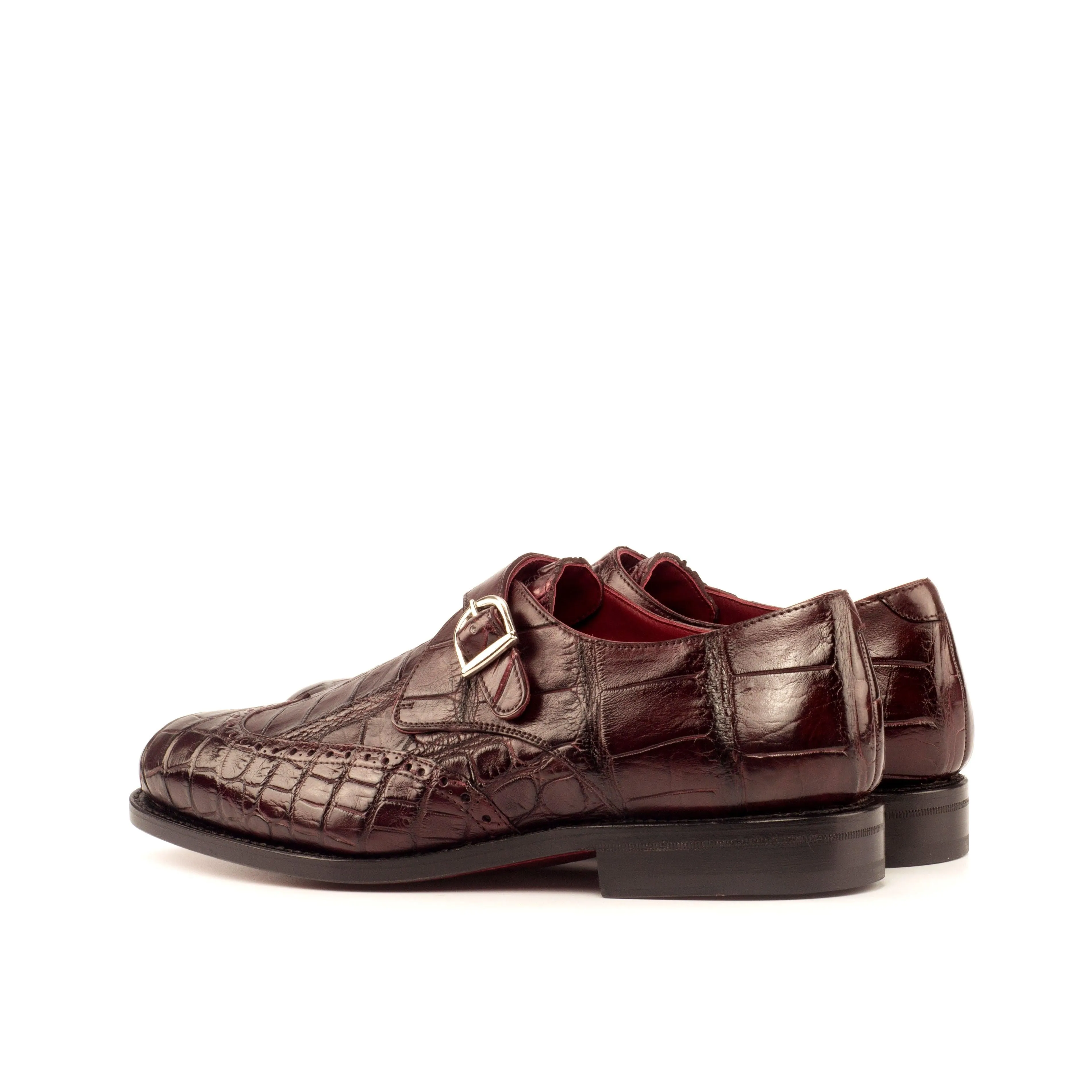Quick Shift Burgundy Alligator Single Monk Shoes