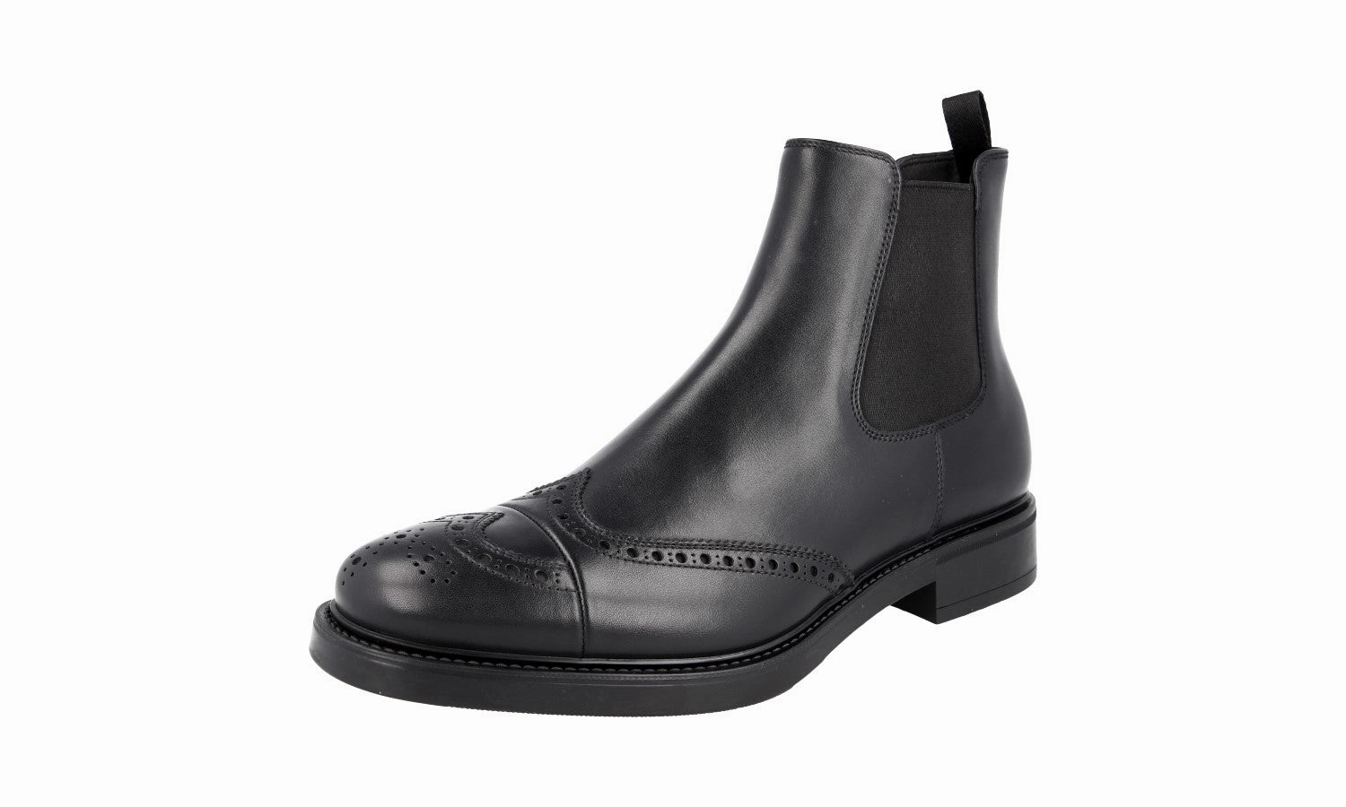 Prada Men's Black welt-sewn Leather Half-Boot 2TE130 Trendy Comfort Timeless Boot