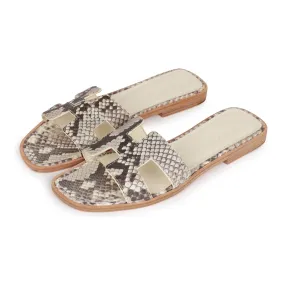 Top quality Hermes Oran Sandals Natural Python 37 Bright Gold