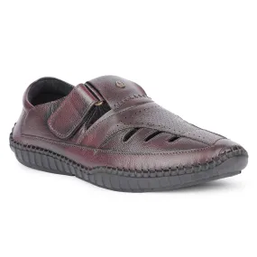 Flexible Grip Cut Outs Healers Brown Casual Buckle Sandal For Men JPL-205 By Liberty