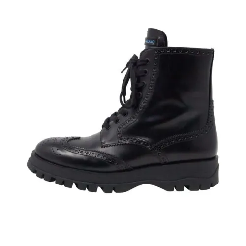 PRADA Brogue Combat Boots Durable Build Minimalist Fans Ventilated Mesh Long Distance