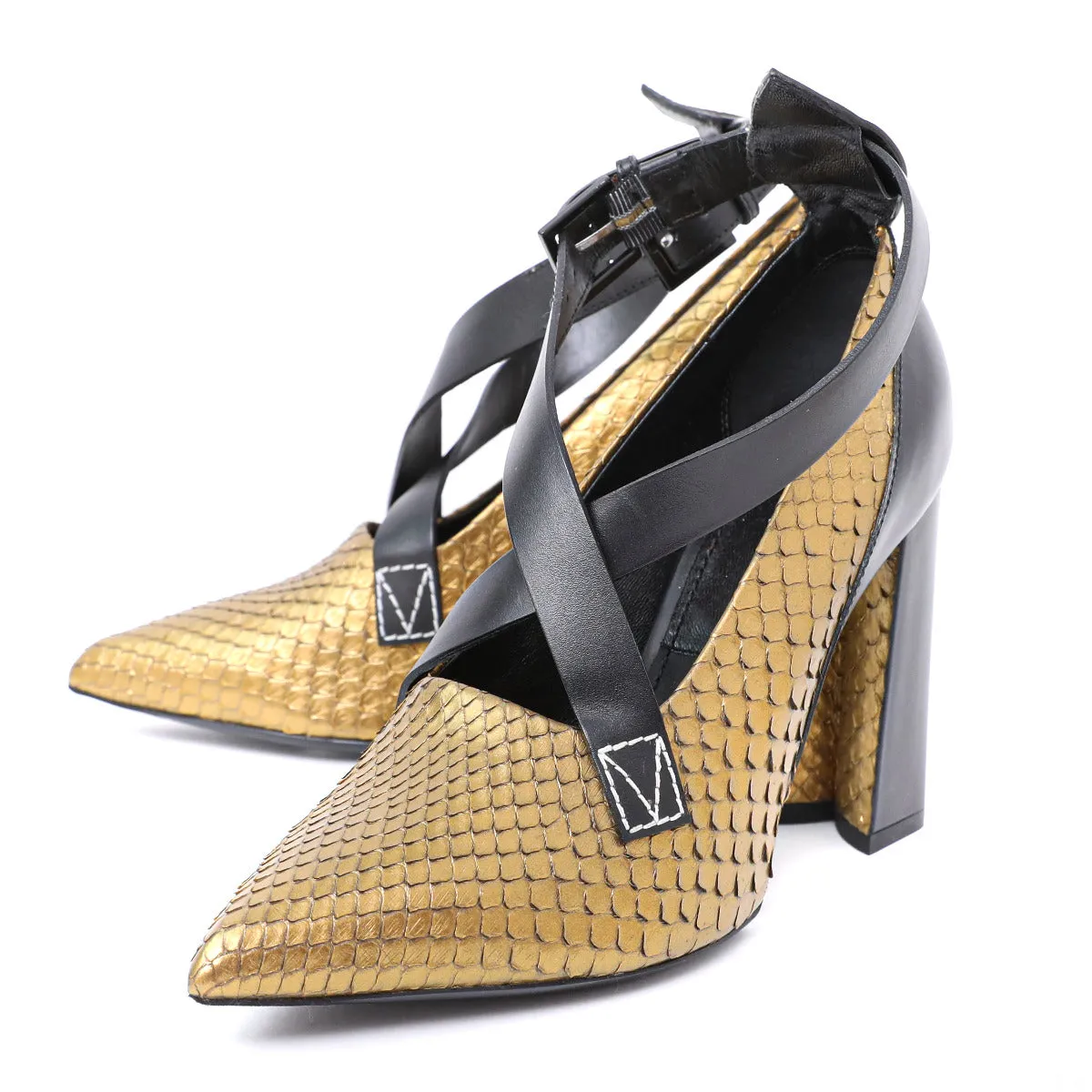 Reinforced Comfortable Design Louis Vuitton Bicolor Gamble Diva Python Pump 39