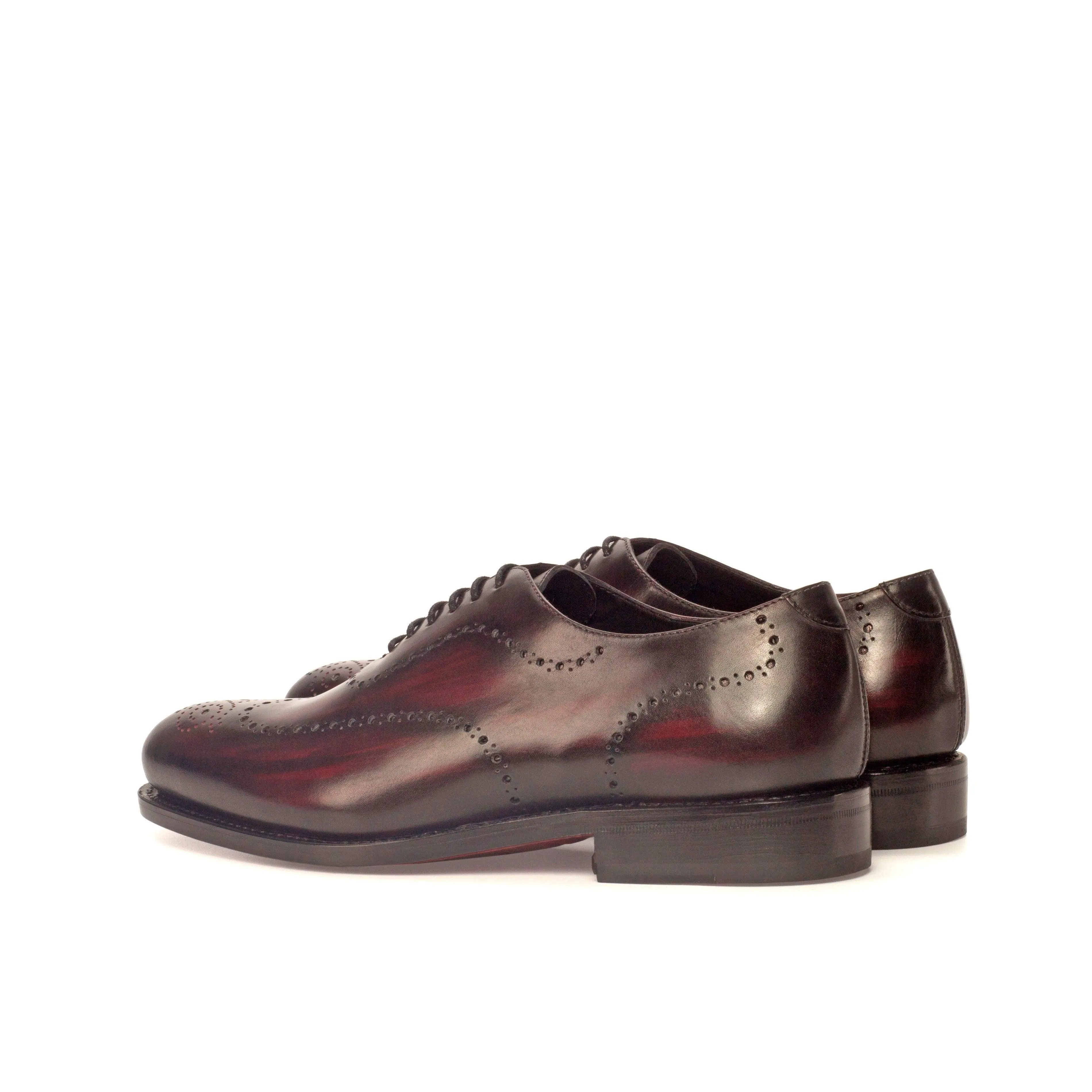 Dual Color Burgundy Patina Leather Wholecut Shoes