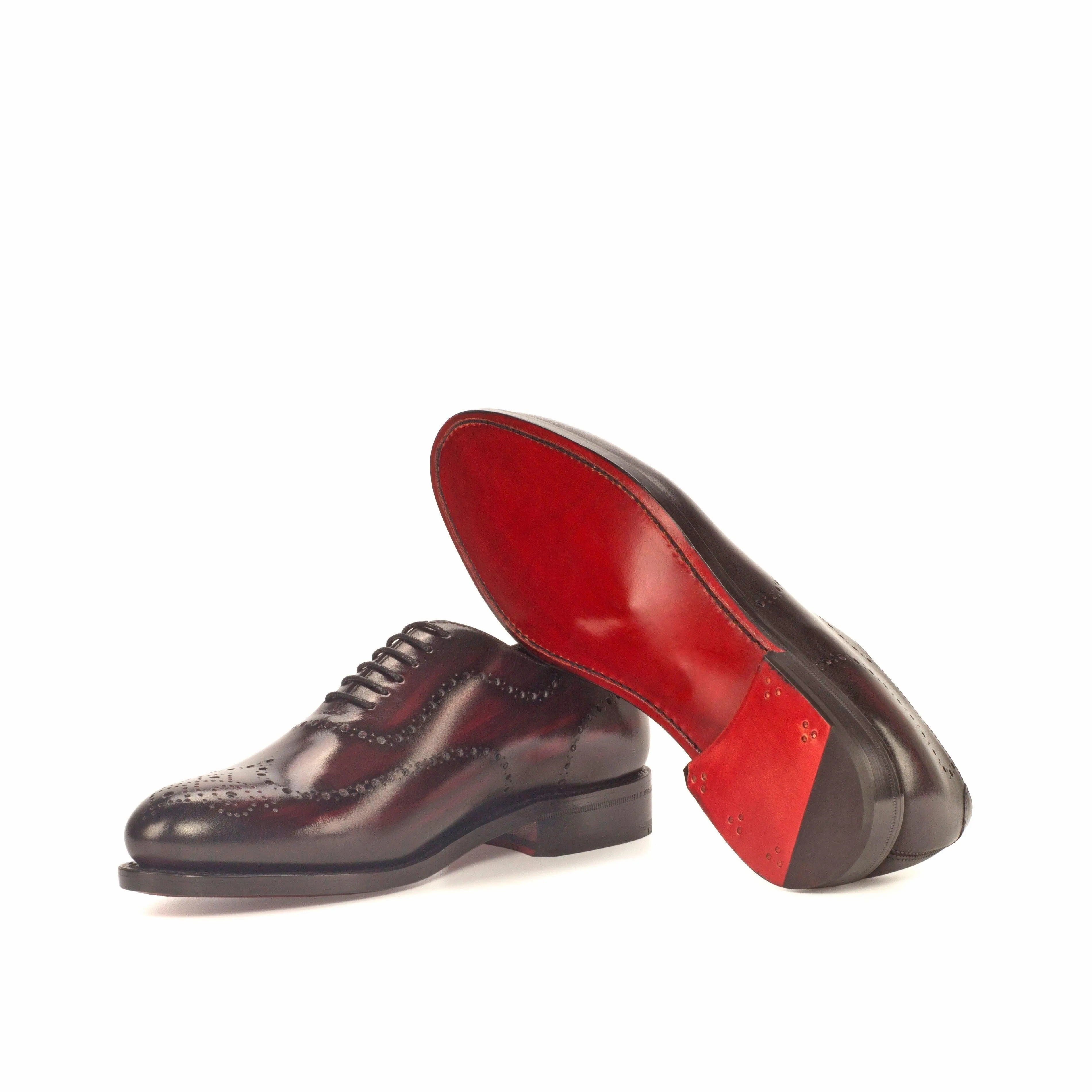 Burgundy Patina Leather Wholecut Shoes All Weather Fit