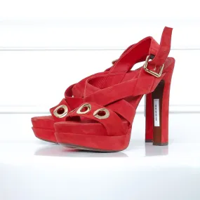 Fresh Tone Louis Vuitton Red Golden Hour Suede Sandals Size 40